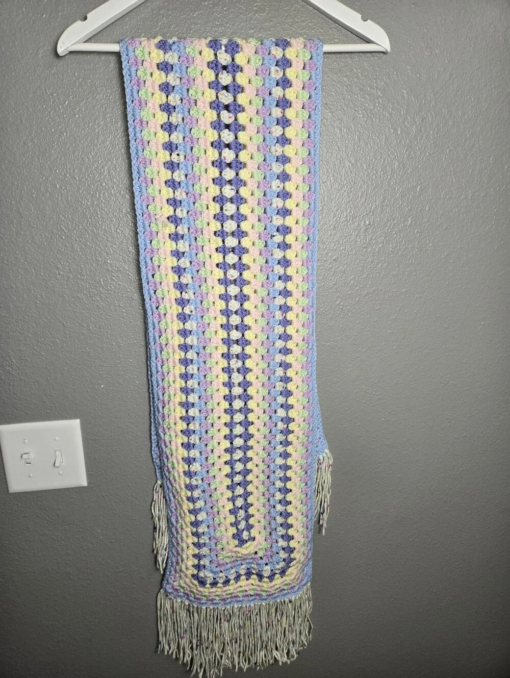 Handmade Crochet Scarf Pastel Birthday Cake Colors